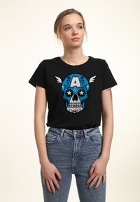 Marvel AVENGERS CLASSIC CAPTAIN AMERICA SUGAR SKULL - Triko s potiskem - black