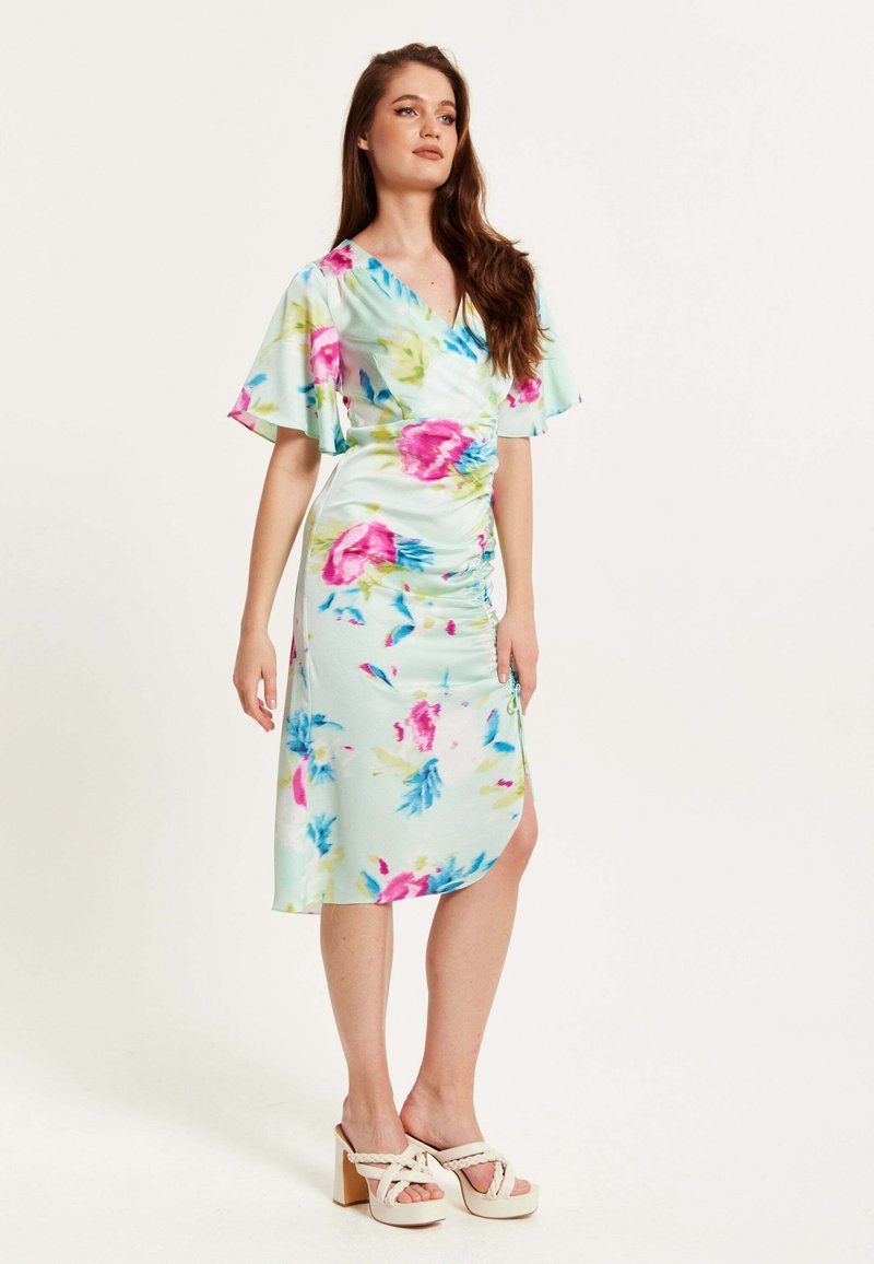 Liquorish MIDI WRAP WITH FLORAL PRINT - Day dress - multi coloured