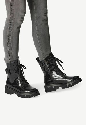Lace-up ankle boots - black patent