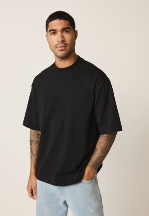 Next BOXY FIT - HEAVYWEIGHT - Trükipildiga T-särk - black