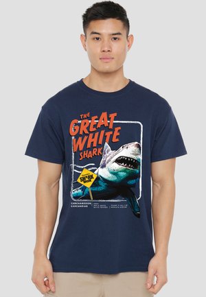 Cotton Soul, SHARK WEEK OFFICIALLY LICENSED GREAT WHITE - Print T-shirt - dark blue