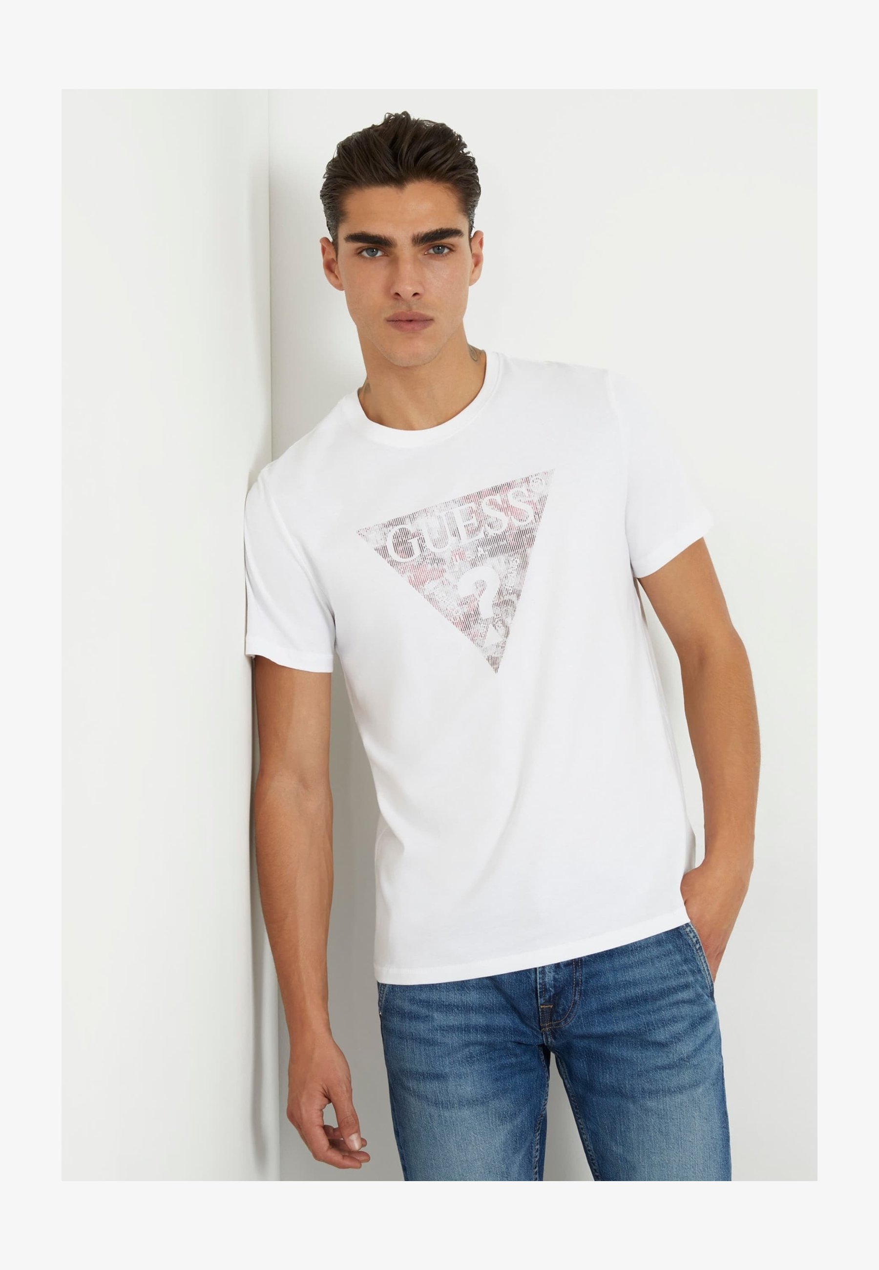 GUESS Aidy CN SS Tee | T-shirt Uomo In Cotone | Girocollo E Maniche Corte | Taglio Dritto
