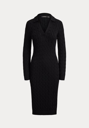 Lauren Ralph Lauren, CABLE COTTON-BLEND SWEATER DRESS - Robe pull - black