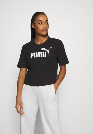 Puma CROPPED LOGO TEE - T-shirt con stampa - puma black