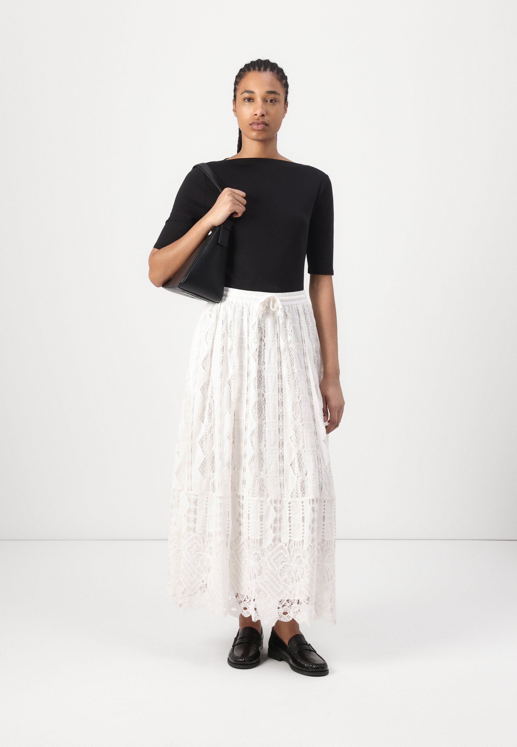 Pinko LEGGERO GONNA CON MACRAME - Maxi skirt - white