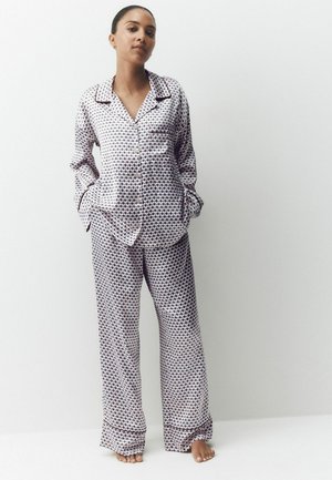 Next, REGULAR FIT - STUDIO SATIN BUTTON THROUGH PYJAMAS SET - Nattøj sæt - cream geometric
