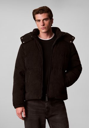 Calvin Klein Jeans, CORDUROY HOODED DOWN PUFFER JACKET - Пухено яке - black