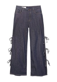 Jeans med vida ben i mörkblått med sidoband och knappstängning. Har framfickor och en avslappnad silhuett.