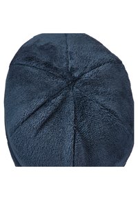 Runder, navyblauer Hut aus weichem, strukturiertem Stoff mit sichtbaren Nahtdetails und einem leicht erhöhten Kronendesign.