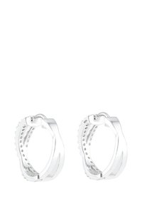 Boucles d'oreilles en argent sterling avec une finition polie, présentant un design ondulé unique et des accents perforés pour une texture supplémentaire.