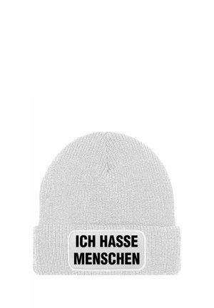 MIT PATCH SPRUCH ICH HASSE MENSCHEN - Beanie - weiß