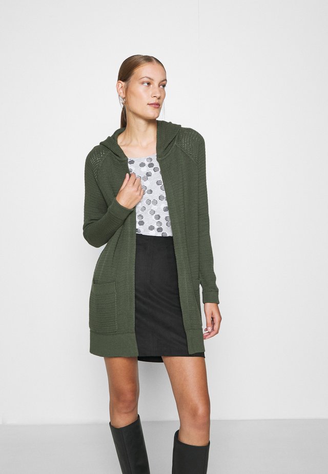 HOODED CARD - Strickjacke - light khaki