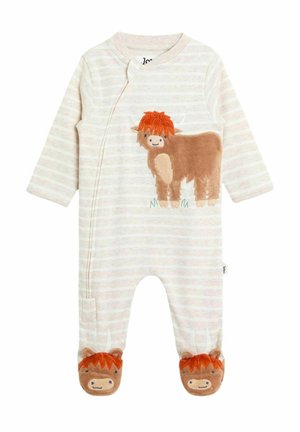 REGULAR FIT - STRIPE APPLIQUÉ ZIP FOOTED - Alvóruha - natural highland cow