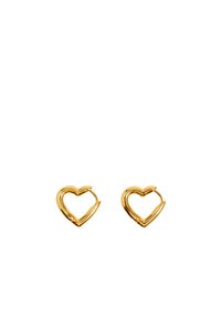 Pendientes en forma de corazón dorado con un acabado suave y pulido y un diseño abierto, que presentan acentos puntiagudos que aumentan el interés visual.