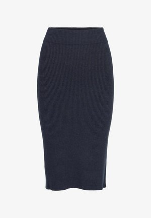 VILA, MIDI SKIRT VIRIL KNITTED - Jupe crayon - total eclipse