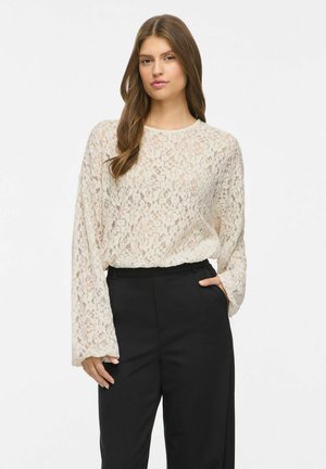 VILA, LONG SLEEVED TOP VIALDEIA ROUND NECK - Blouse - birch