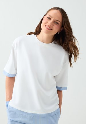Jimmy Key, STRIPED TRIM CREW NECK SHORT SLEEVE T-SHIRT - T-shirt imprimé - white