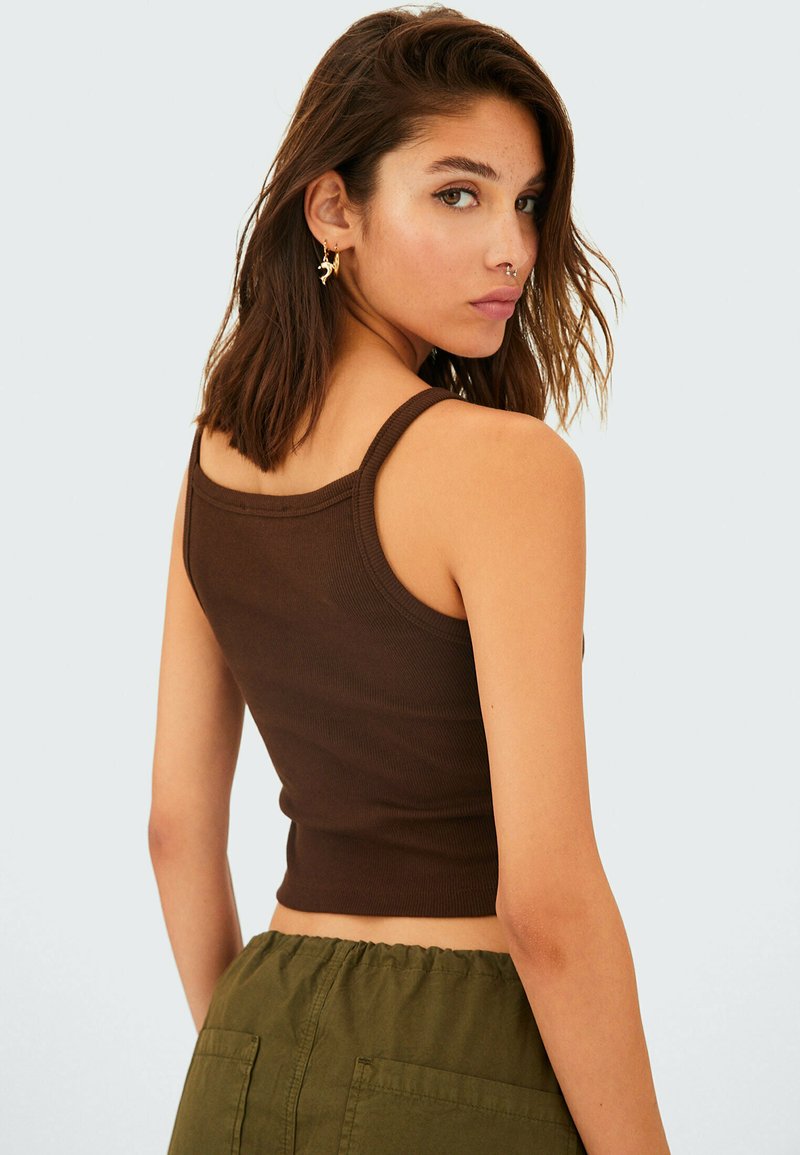 Damen T-Shirts | Stradivarius Top brown/braun - YM72029 Damen T-Shirts | Stradivarius Top brown/braun - YM72029