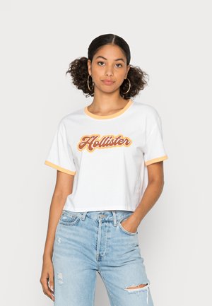 CREW FASHION CORE - Print T-shirt - white and yellow