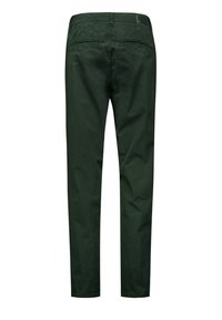 Groene katoen chino's met een slim fit, voorzien van een soepele textuur, twee achterzakken en een subtiele gele accent op de tailleband.