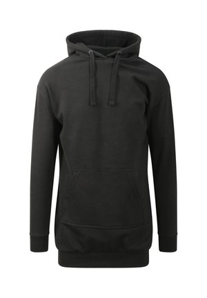 Zwarte hoodie gemaakt van een katoenmix, met een voorste kangoeroezak, verstelbare trekkoorden en ribgebreide manchetten en zoom.