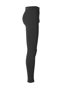 Sorte leggings lavet af strækstof, med ribbet design og en sømløs talje, der taper ned til ankel længde.