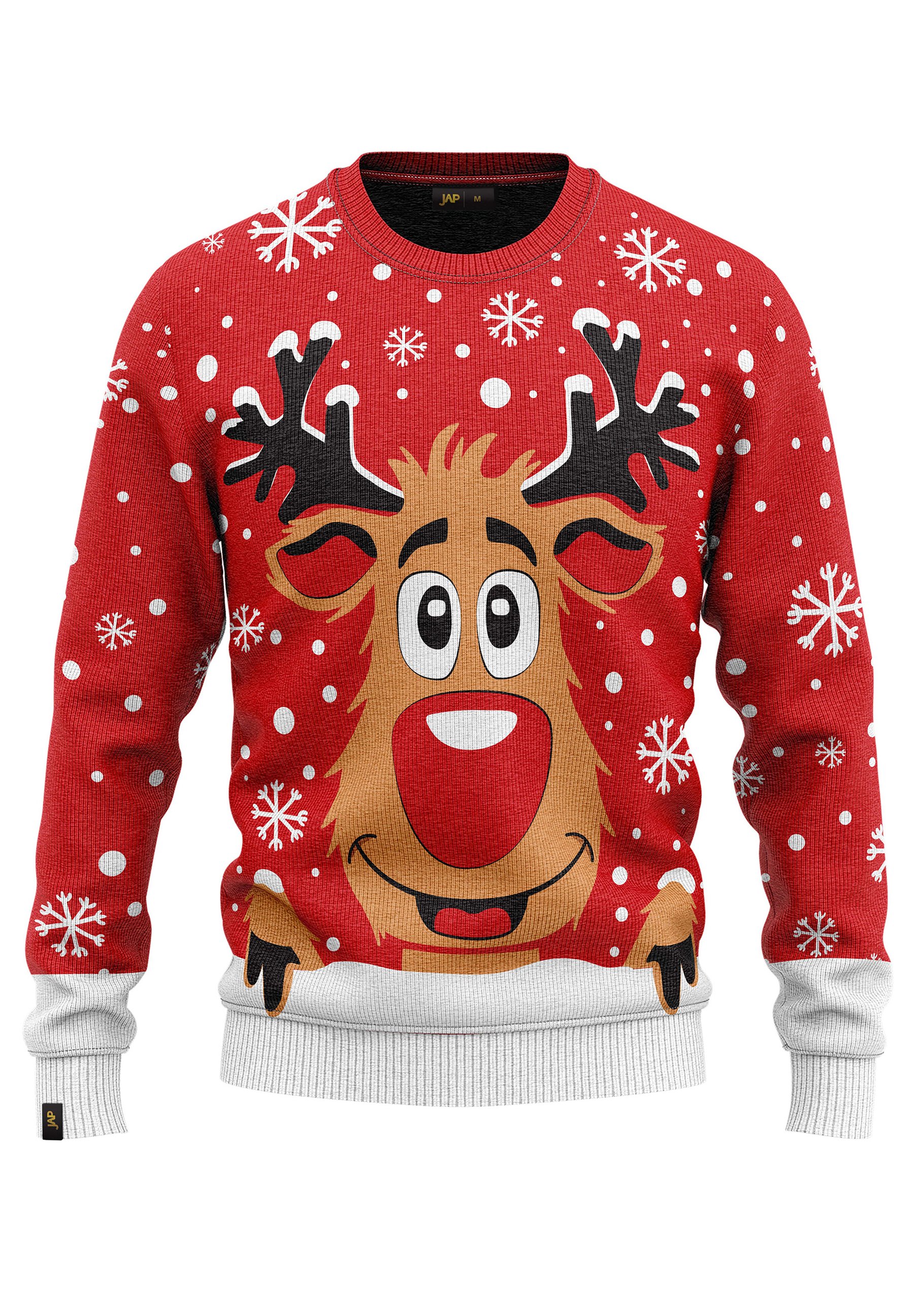 Kinder Weihnachts-Pullover – Strick-Rentier Rudolf, Langärmlig, Für Mädchen & Jungen 2–14 Jahre