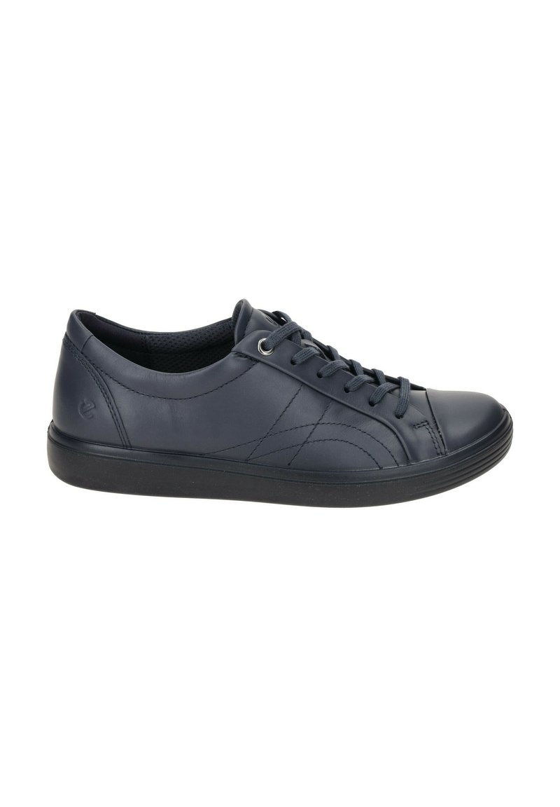 Marineblaue Leder-Sneaker mit glatter Oberfläche, runder Zehenpartie, Schnürdesign und dezenten Steppdetails. Schwarze Gummisohle für besseren Grip.