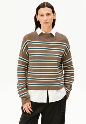 ARMEDANGELS, MERINAA STRIPED KNIT SWEATER - Jumper - amberwood-oatmilk