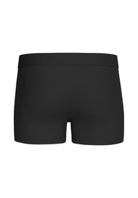 Schwarze Baumwoll-Boxershorts mit einem glatten, elastischen Bund und einem figurbetonten Schnitt, der eine schlichte, stromlinienförmige Silhouette bietet.