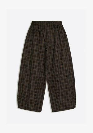 Bershka, PRINTED BARREL TROUSERS - TROUSERS - Pantalon classique - mottled dark brown
