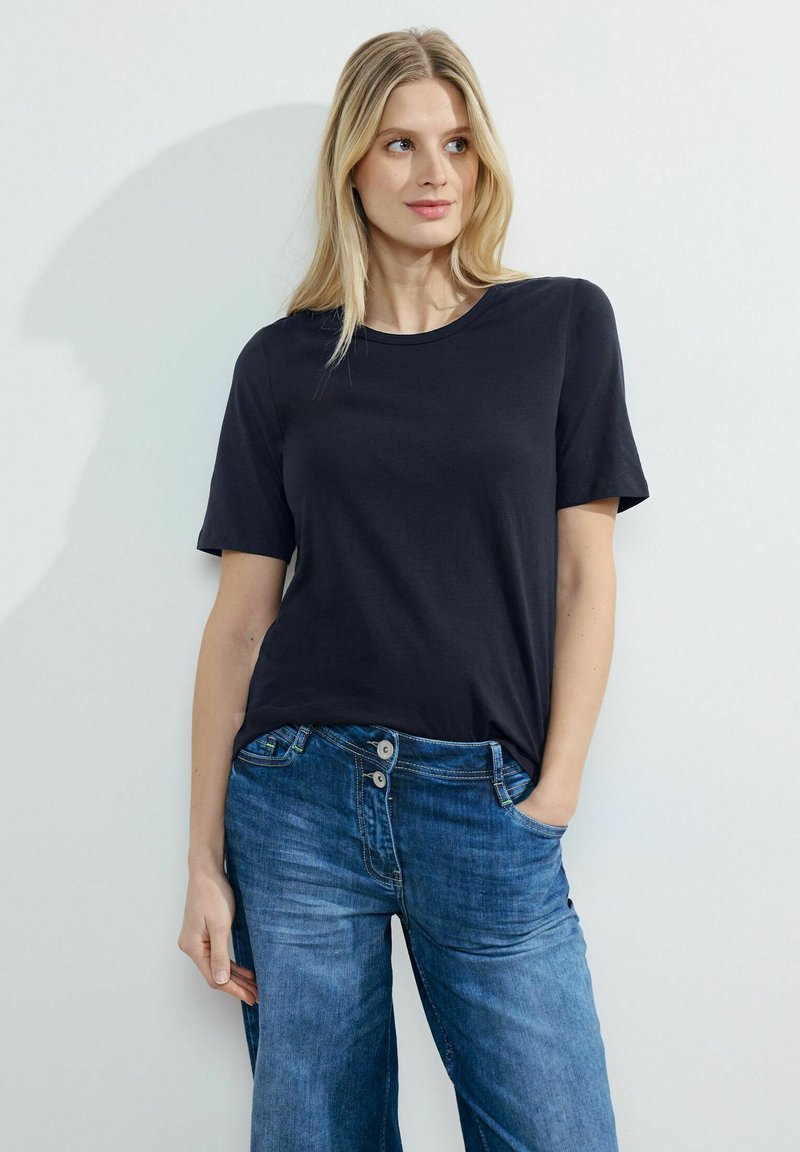 Cecil T-Shirt Donna Con Fantasia E Maniche 3/4, Scollo Con Abbottonatura, Mix Morbido