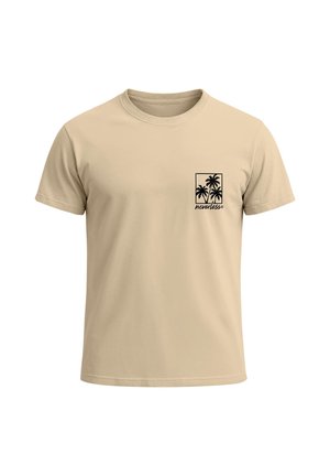 Neverless, HERREN T-SHIRT FRONTPRINT - LOGO DESIGN PALMEN - BAUMWOLLSHIRT - T-Shirt print - natur