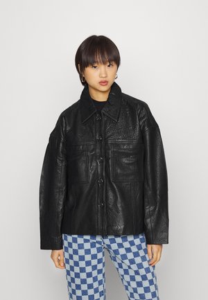 OBJSTINNA - Leather jacket - black