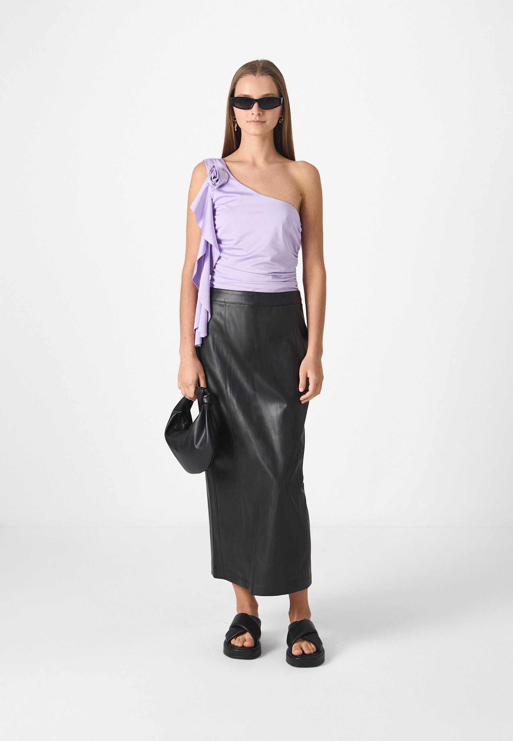 lavender ruffle top