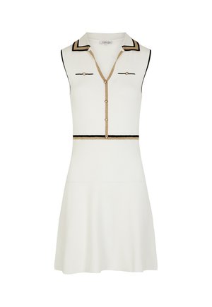 Morgan, MORGAN MORGAN KNITTED DRESS WITH FOLDED COLLAR - Strikkjoler - blanc