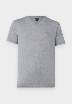 Tommy Jeans SLIM JASPE V NECK TEE - Basic T-shirt - grey