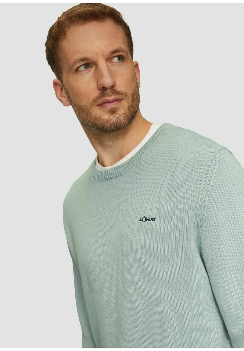 RUNDHALS Strickpullover salbeigrün/hellgrün Zalando