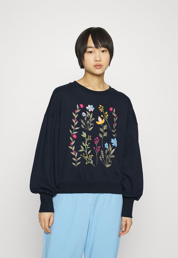 ONLY Petite ONLBROOKE O-NECK FLOWER Sweatshirt navy blazer/dark blue |  www.willowsreigate.co.uk