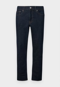 Σκούρα μπλε τζιν με ίσια γραμμή, πέντε τσέπες, πορτοκαλί ραφές και ασημένιο κούμπωμα στη μέση.