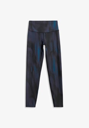 4F, 4F LEGGINSY TRENINGOWE SZYBKOSCHNĄCE DAMSKIE - Tights - teal allover