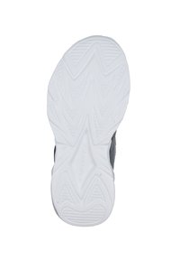 Podeszwa buta z teksturowanej białej gumy o wzorze zygzaka i rowkach zapewniających przyczepność; ścianki boczne w ciemnoszarej siateczce.