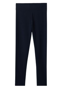 Marinblå damleggings i full längd med en bred elastisk midja, designade för en tät passform.