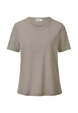 Gray short-sleeve T-shirt made from soft, lightweight fabric. Features a classic crew neckline and a relaxed fit. Smooth texture.
