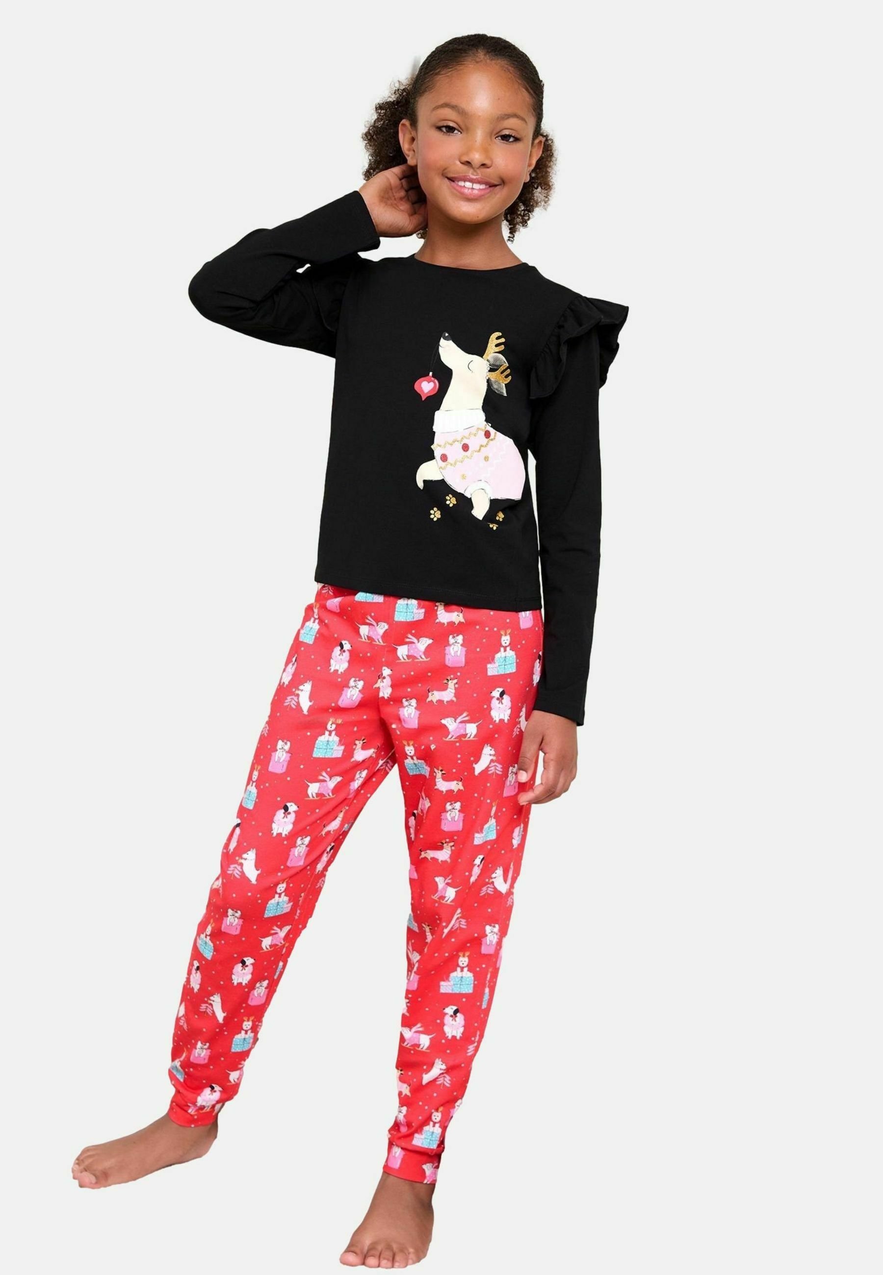 Lipsy REGULAR FIT CHRISTMAS SET Pyjama black red dachshund