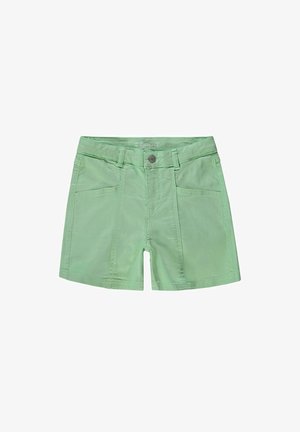 Lysegrønne casual shorts fra Esprit med bæltestropper, knaplukning og to forlommer, lagt fladt på hvid baggrund.
