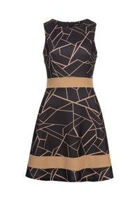 WITH ABSTRACT  AND ZIPPER ON THE BACK - Vestito casual - black brown