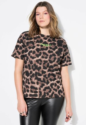 LEOPARD EMBROIDERED TEE - T-shirt print - beige