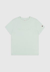 Lichtgroene katoenen t-shirt met een ronde hals, korte mouwen en geborduurd "Champion" logo op de voorkant. Klein logo op de mouw.