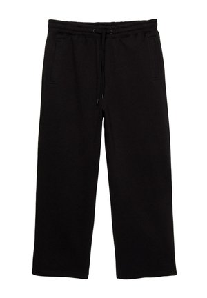 Zwarte sweatpants van zachte stof, met een elastische tailleband met trekkoord, twee zijzakken en een ontspannen pasvorm.